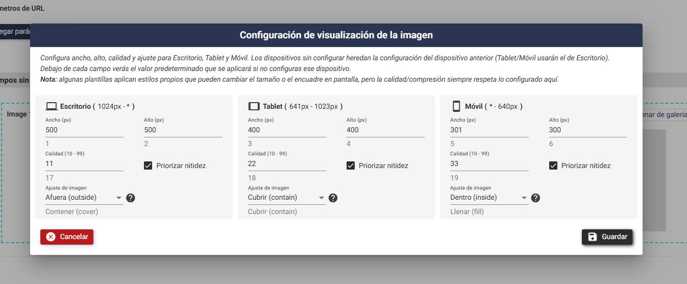Configuración avanzada de imágenes y URLs amigables en Plugcore
