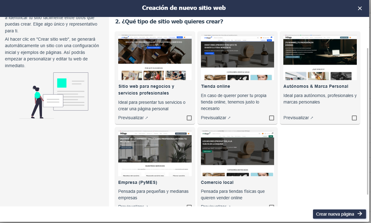 Nuevos tipos de sitio web disponibles en Plugcore: Autónomos y Marca Personal, Empresa (PyMES) y Comercio local